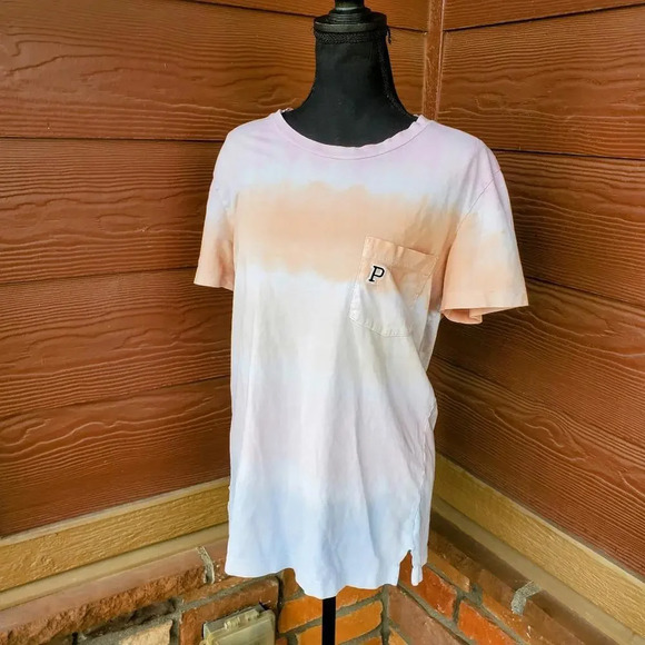 VS PINK 2019 Campus Embroidered Logo Pocket Tie-Dye T-Shirt Size Small - Picture 8 of 14